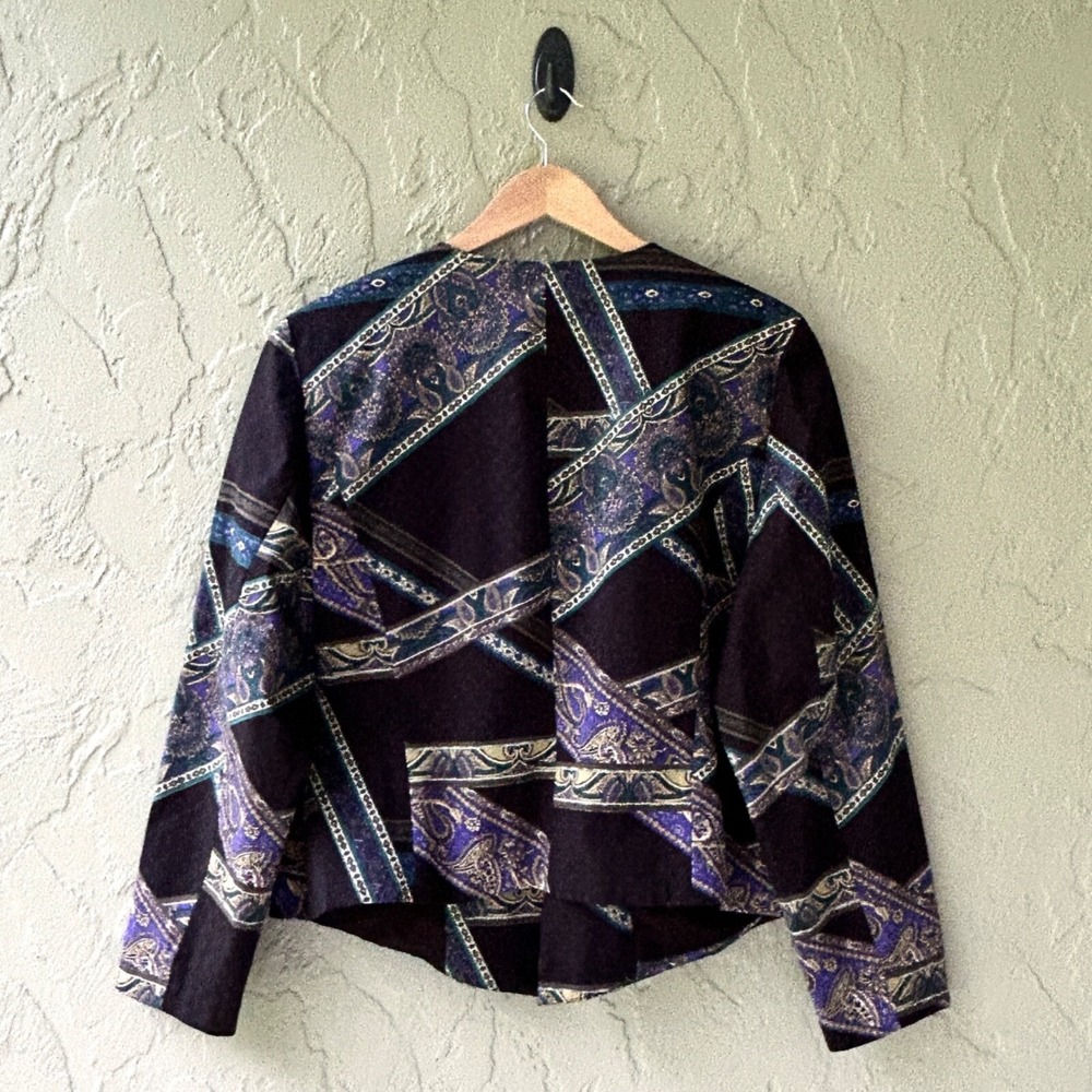 Chico's Women's Size 3 Multicolor XL Paisley Stripe Long Sleeves Moto Jacket NWT - Picture 6 of 11
